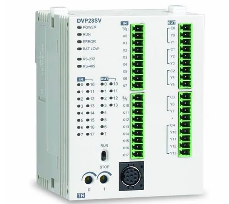 DVP28SV11R 28 Point, 16DI/12DO, Relay, 24VDC, 2 шины расширения